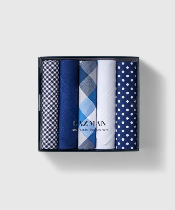 Box Set of 5 Classic Handkerchiefs - Multi sold by GAZMAN
