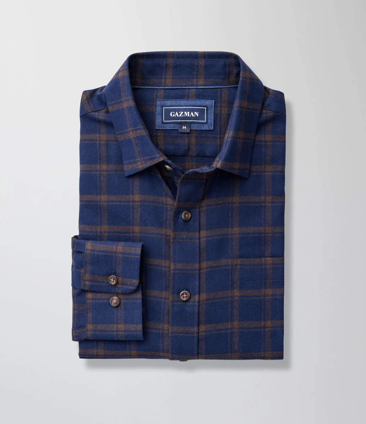 Brushed Twill Check Long Sleeve Shirt - Navy sold by GAZMAN product image thumbnail 2