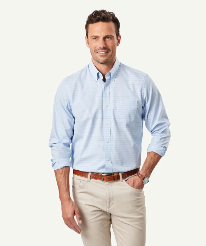 Easy Care Textured Check Long Sleeve Shirt - Blue sold by GAZMAN