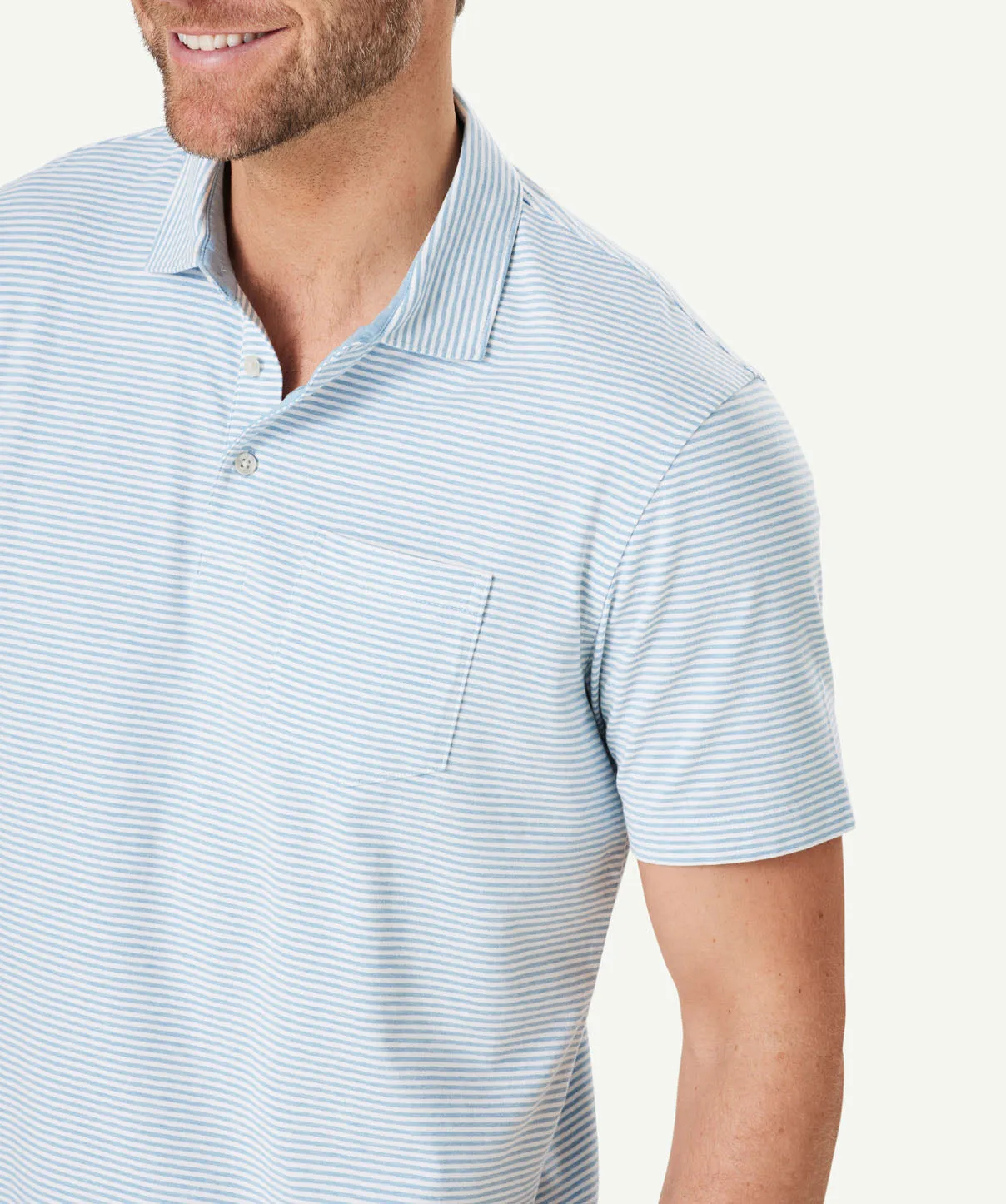 Comfort Stripe Polo - Sky Blue sold by GAZMAN product image thumbnail 4