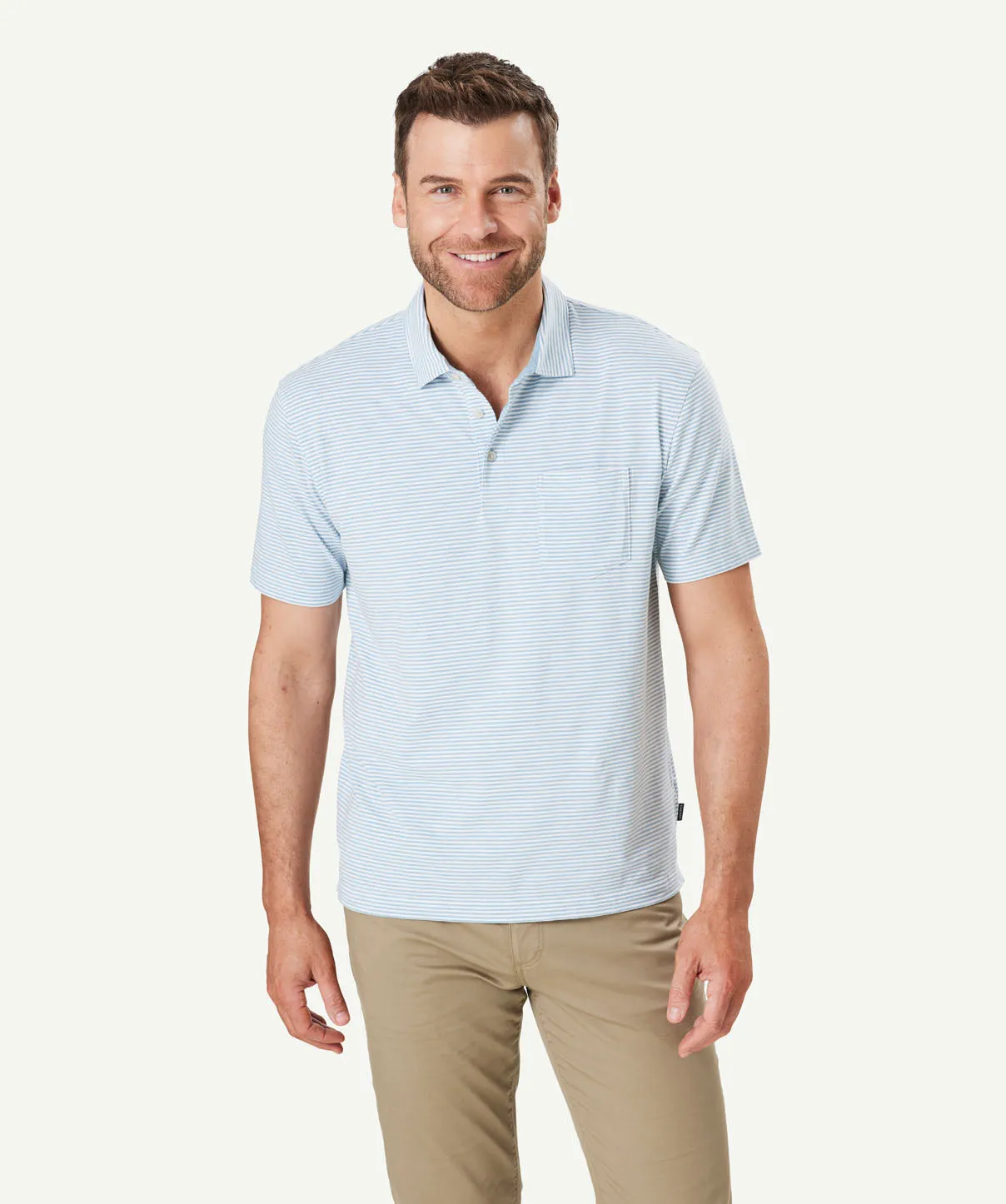 Comfort Stripe Polo - Sky Blue sold by GAZMAN