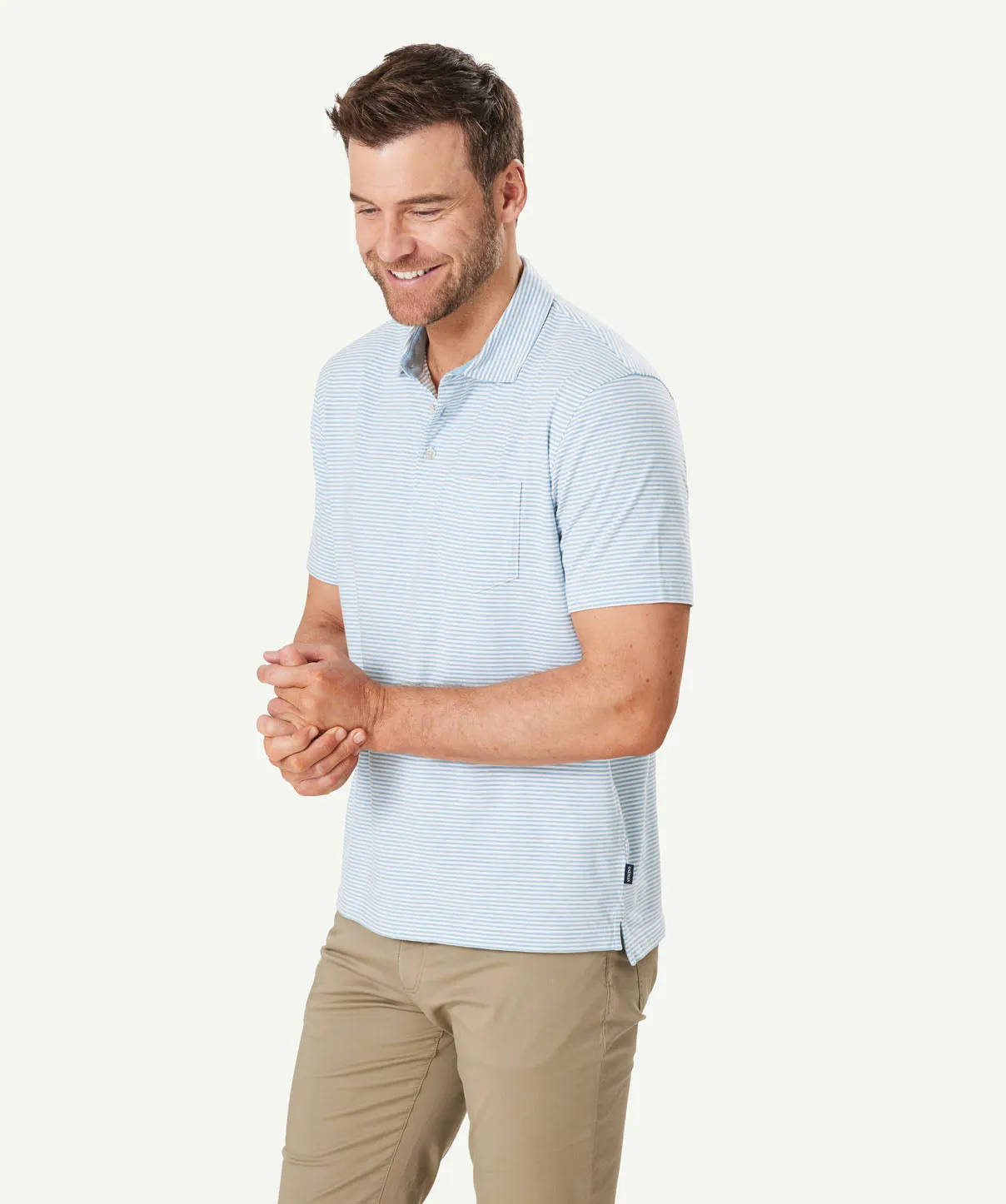 Comfort Stripe Polo - Sky Blue sold by GAZMAN product image thumbnail 5