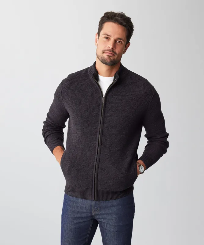 Zip Through Cardigan - Charcoal sold by GAZMAN
