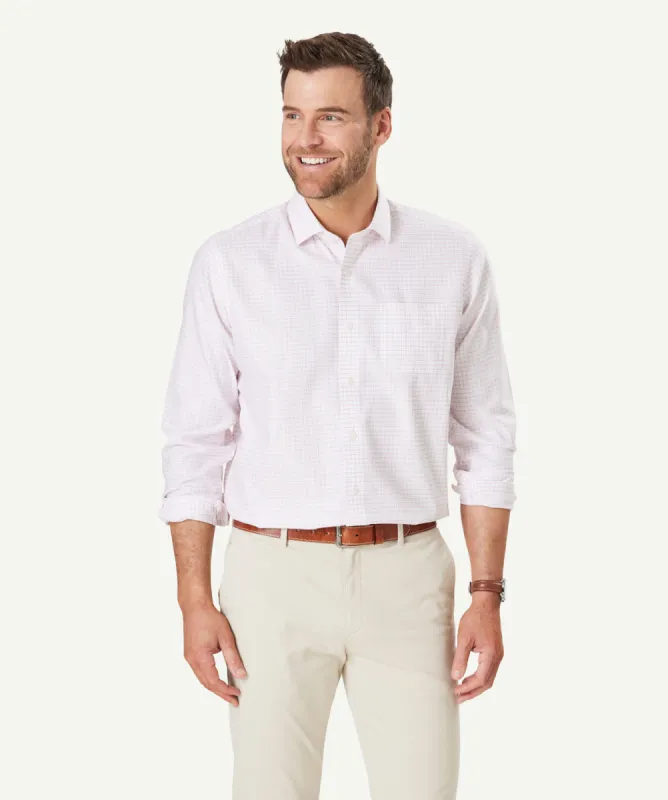 Non-Iron Twill Check Long Sleeve Shirt - Pink sold by GAZMAN