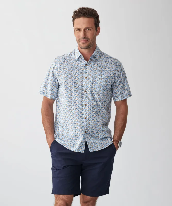 Casual Fish Print Short Sleeve Shirt - Multi sold by GAZMAN