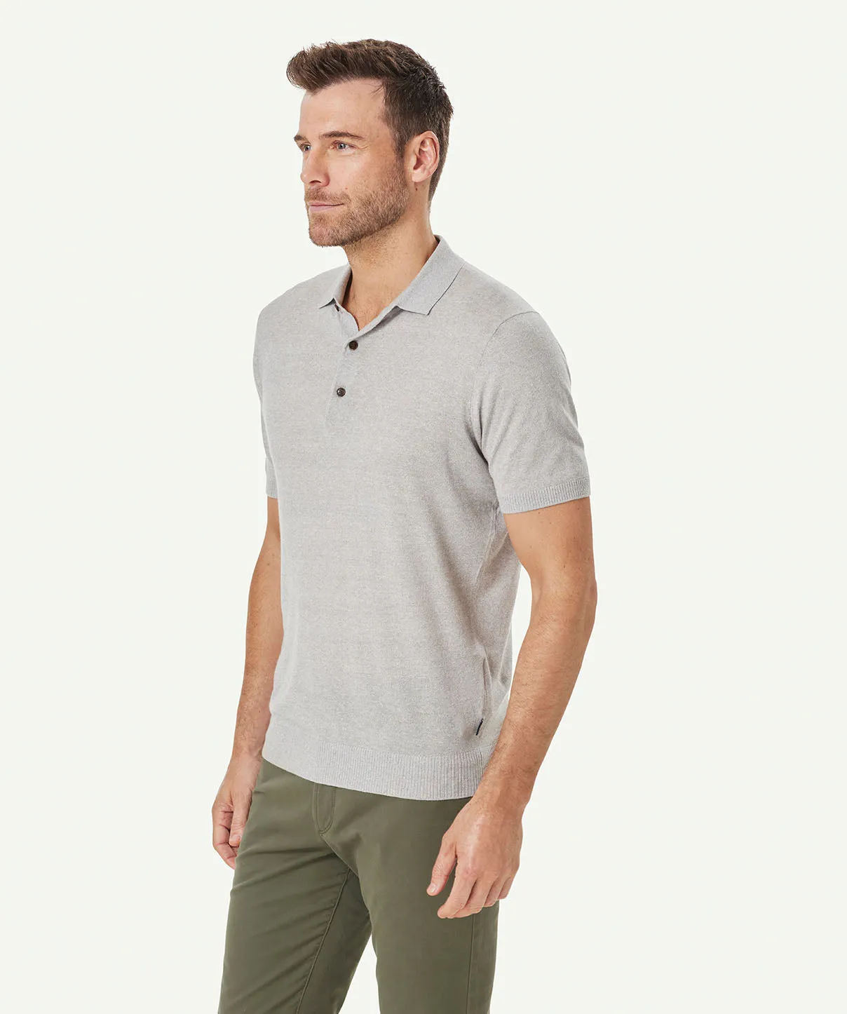 Cotton Linen Knit Polo - Grey Marle sold by GAZMAN product image thumbnail 5