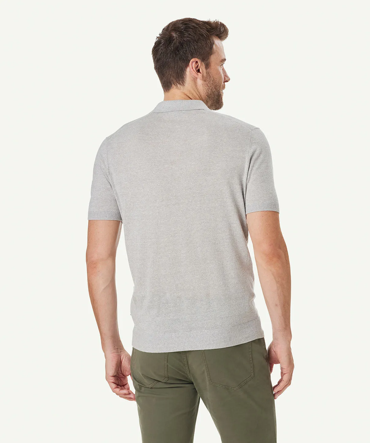 Cotton Linen Knit Polo - Grey Marle sold by GAZMAN product image thumbnail 3