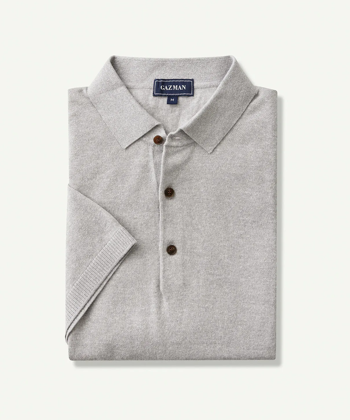 Cotton Linen Knit Polo - Grey Marle sold by GAZMAN product image thumbnail 2