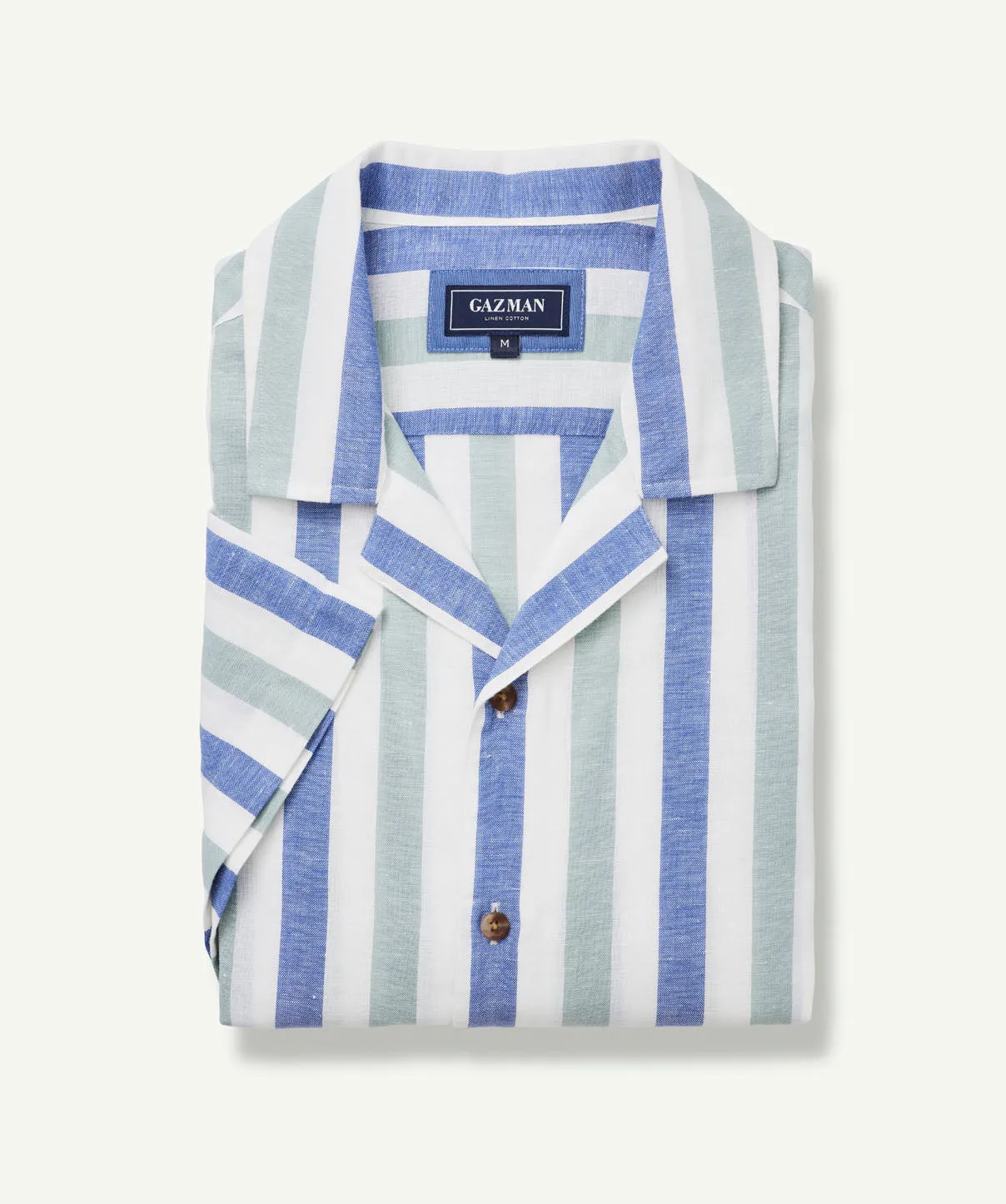 Linen Blend Deck Stripe Short Sleeve Shirt - Sage sold by GAZMAN product image thumbnail 2