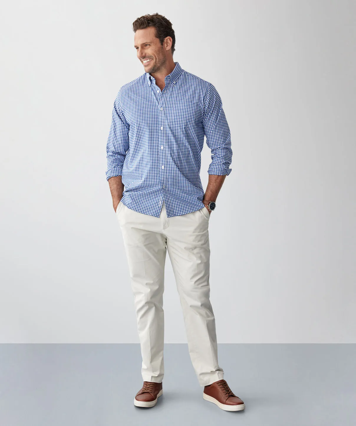 GAZFLEX Performance Gingham Long Sleeve Shirt - Navy sold by GAZMAN product image thumbnail 5