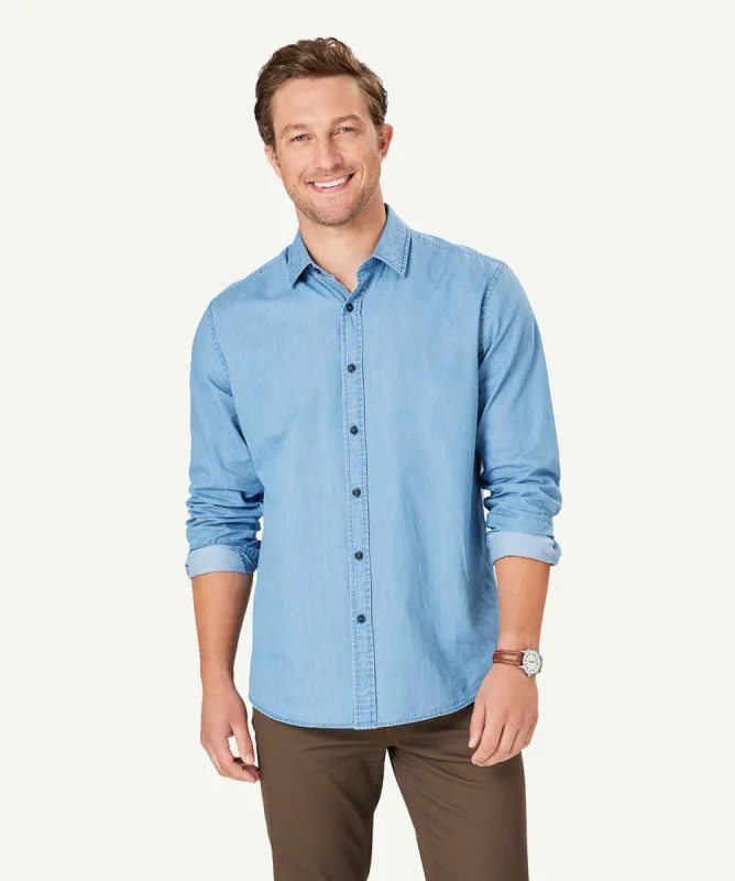 Indigo Twill Long Sleeve Shirt - Indigo sold by GAZMAN