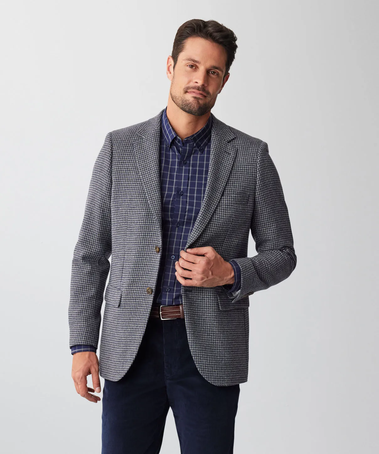 Wool Blend Houndstooth Sports Jacket - Navy Mix sold by GAZMAN