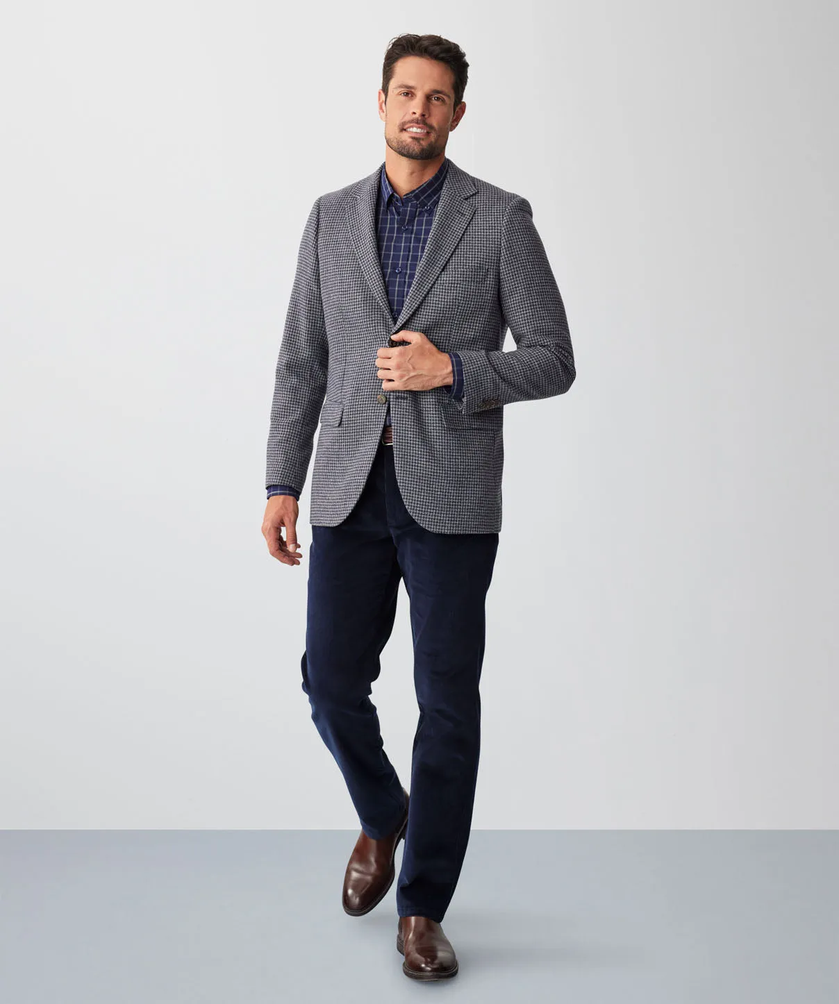 Wool Blend Houndstooth Sports Jacket - Navy Mix sold by GAZMAN product image thumbnail 4