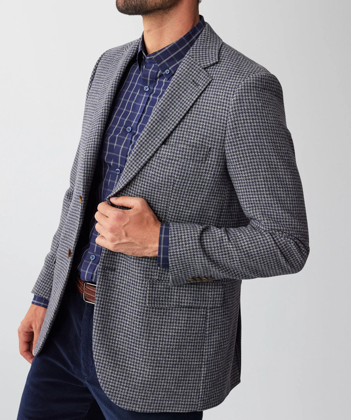 Wool Blend Houndstooth Sports Jacket - Navy Mix sold by GAZMAN product image thumbnail 3