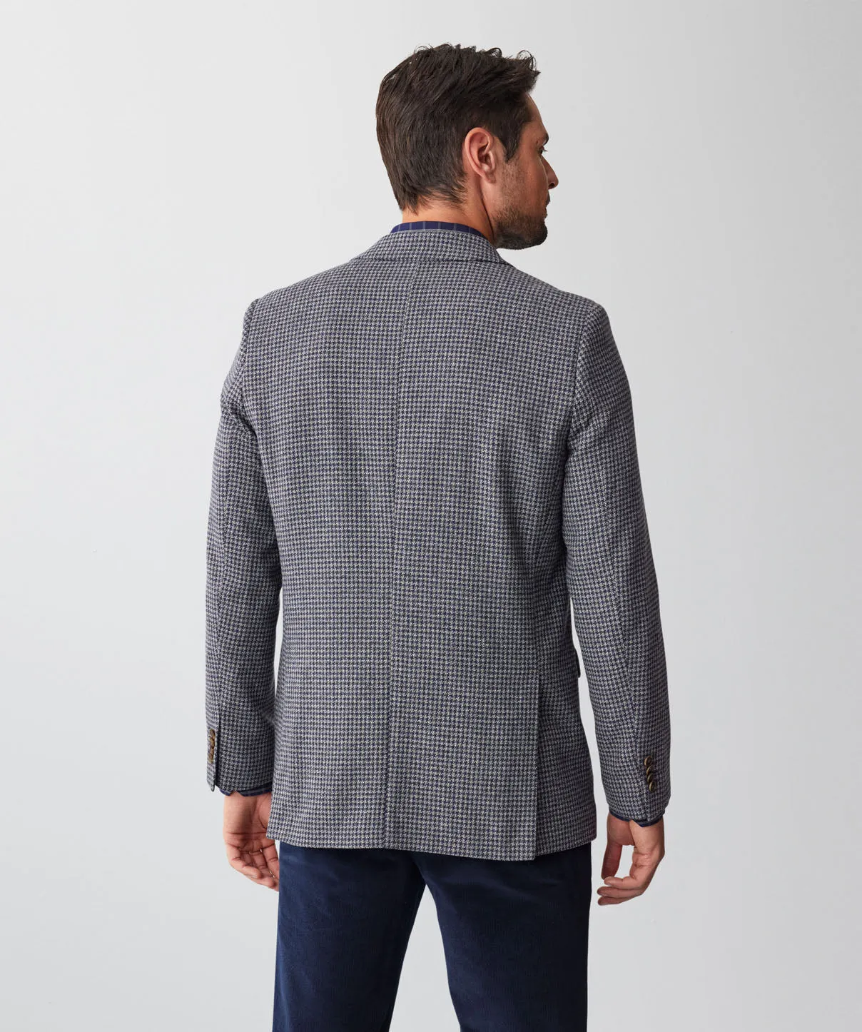 Wool Blend Houndstooth Sports Jacket - Navy Mix sold by GAZMAN product image thumbnail 2
