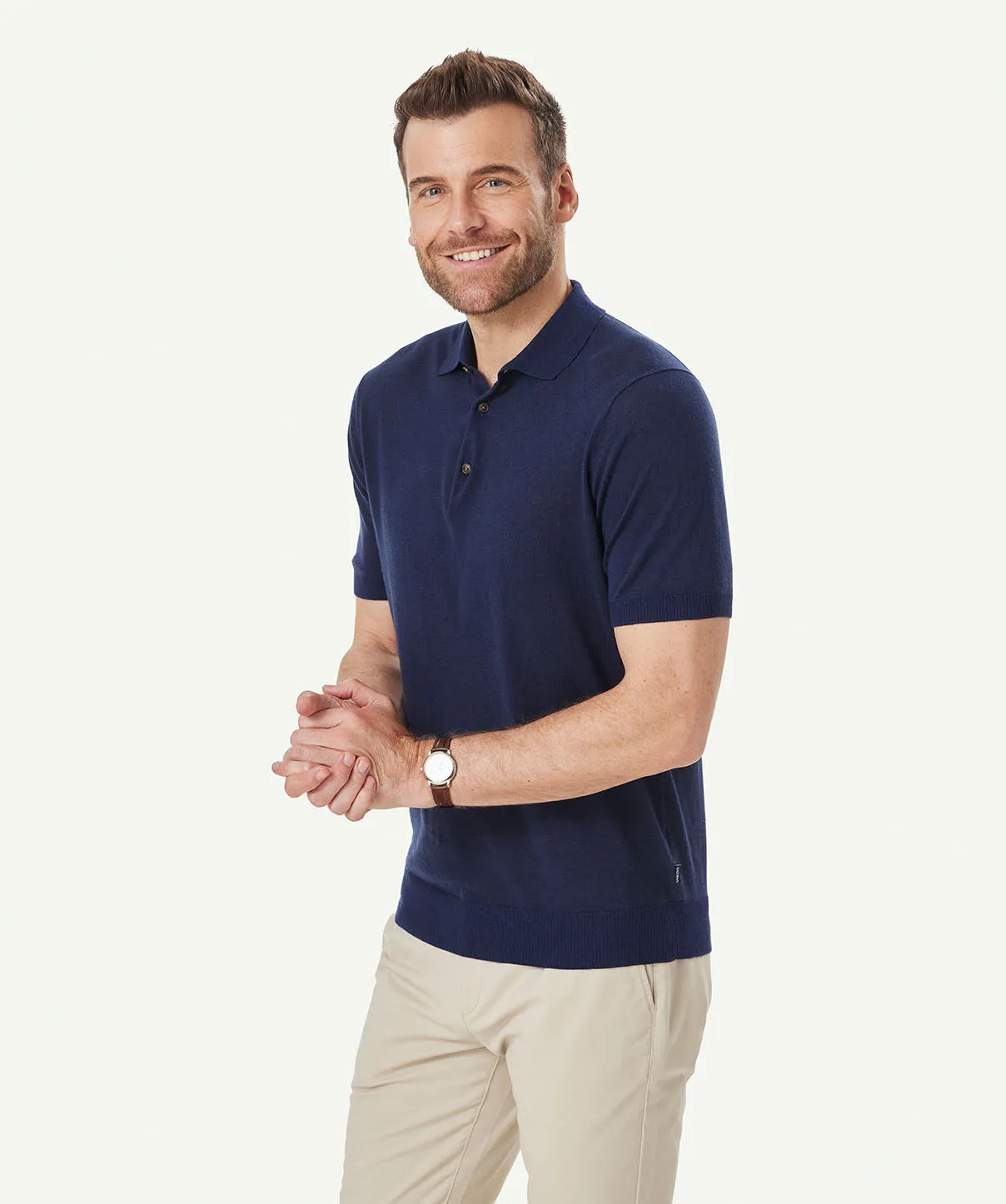 Cotton Linen Knit Polo - Navy sold by GAZMAN product image thumbnail 5