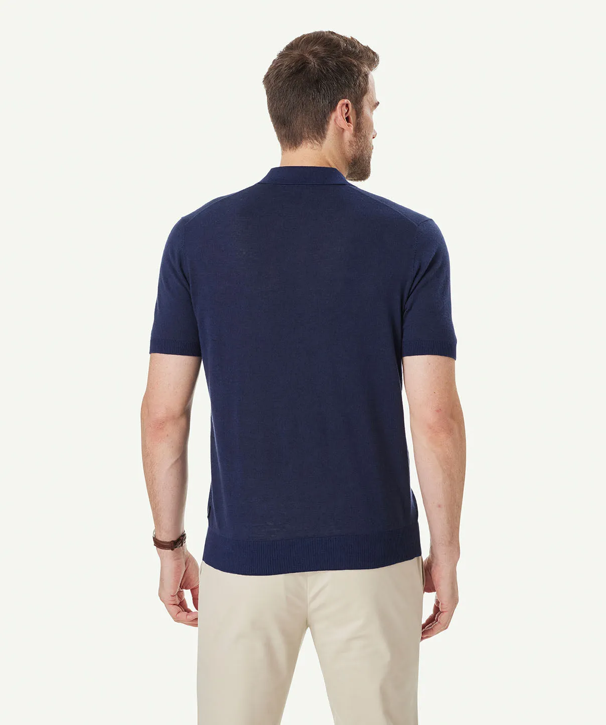 Cotton Linen Knit Polo - Navy sold by GAZMAN product image thumbnail 3