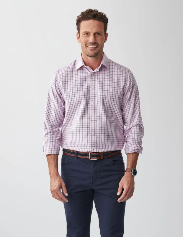 Non-Iron Dobby Twill Check Long Sleeve Shirt - Bright Pink sold by GAZMAN