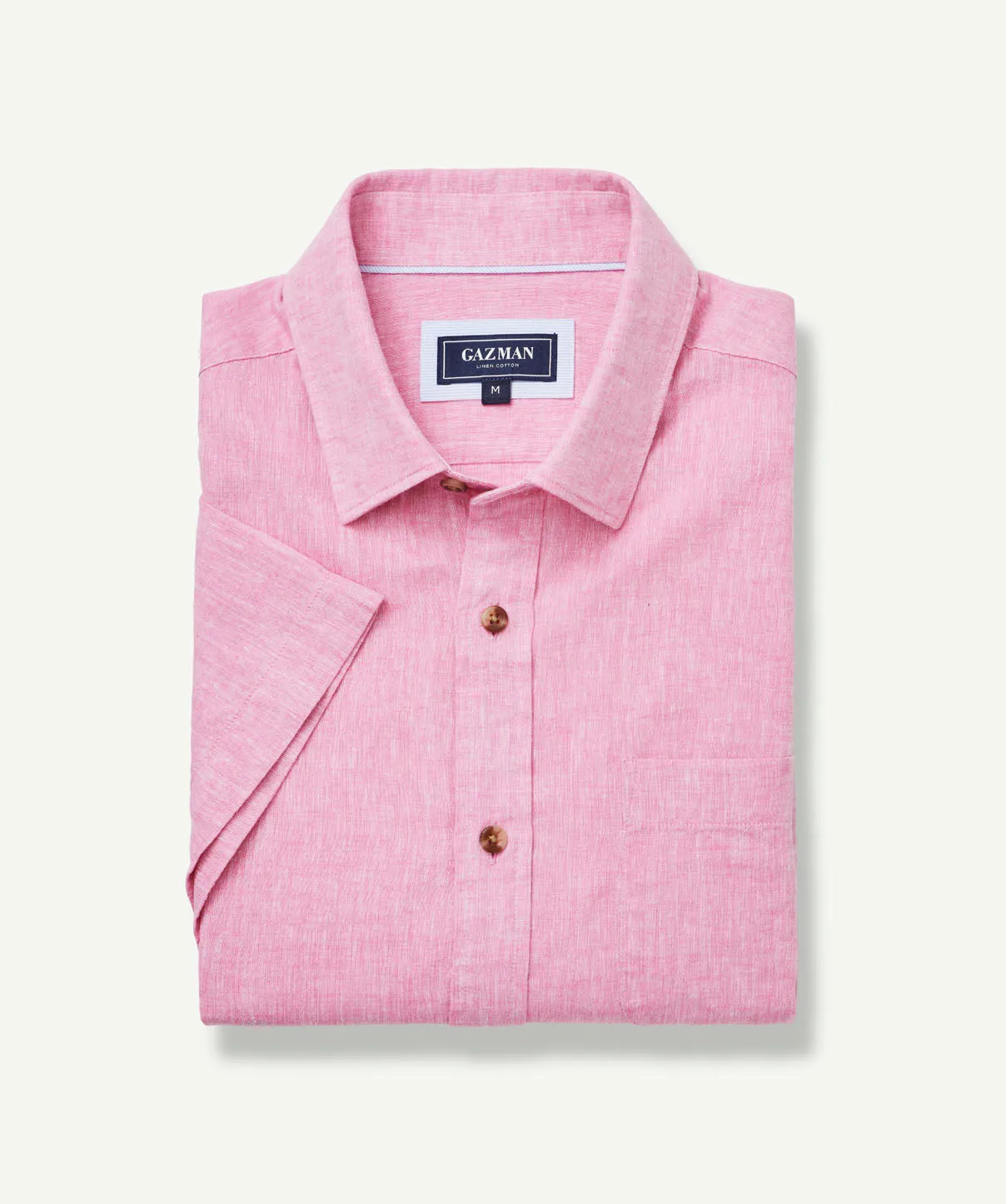 Linen Blend Plain Short Sleeve Shirt - Fuchsia sold by GAZMAN product image thumbnail 2