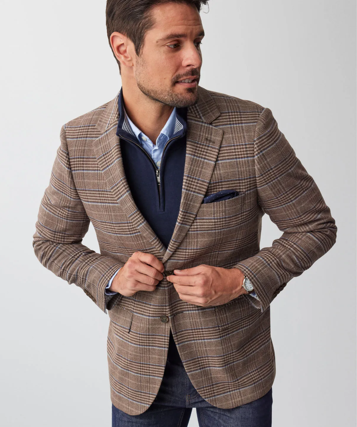 Brushed Prince Of Wales Check Sports Jacket - Chestnut sold by GAZMAN product image thumbnail 4