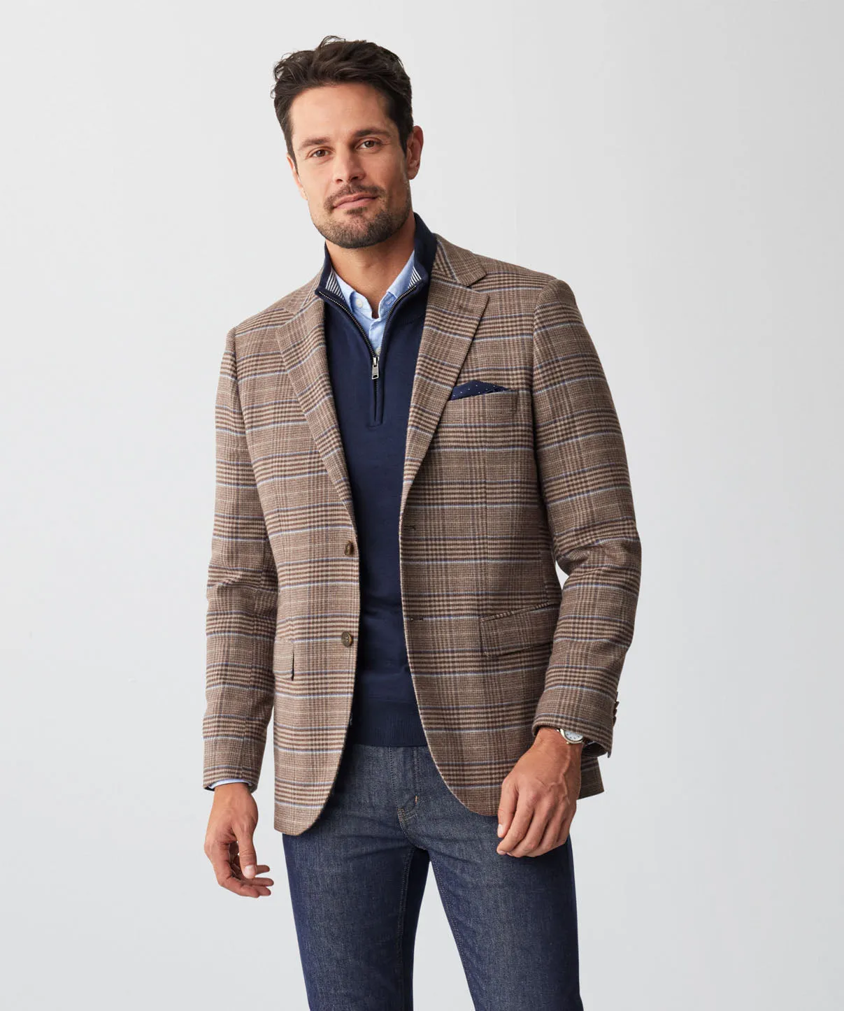 Brushed Prince Of Wales Check Sports Jacket - Chestnut sold by GAZMAN product image thumbnail 2