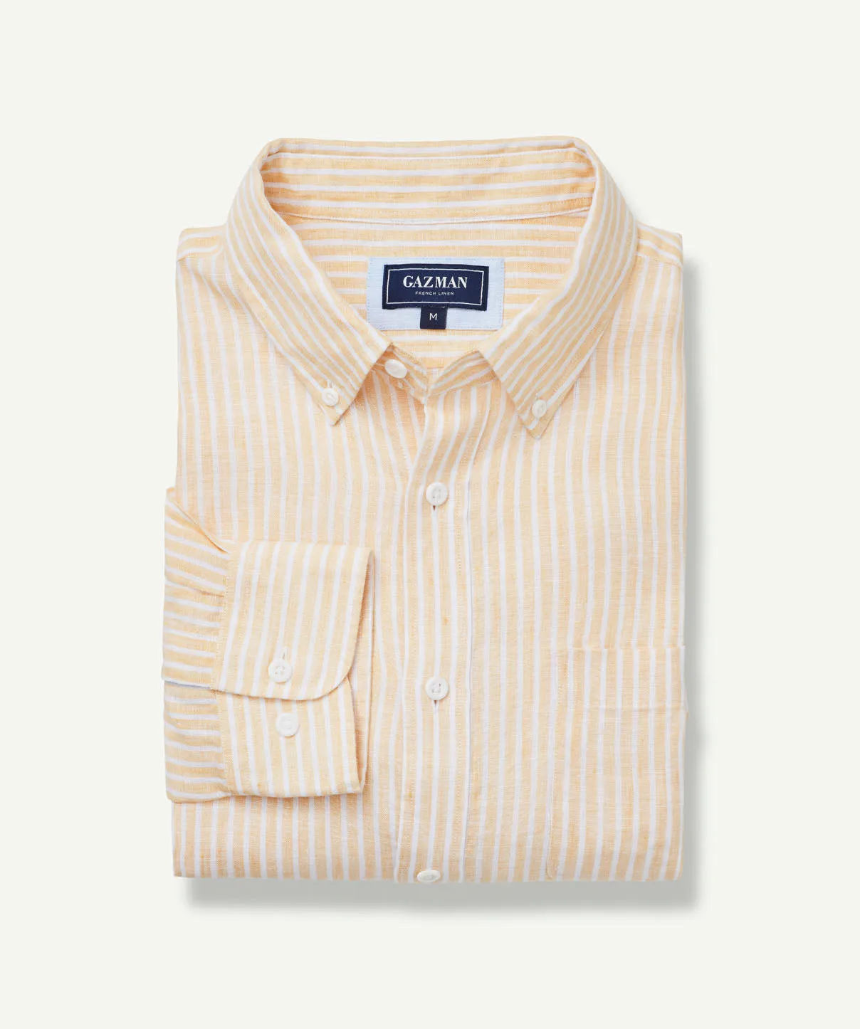 Pure French Linen Stripe Long Sleeve Shirt - Yellow sold by GAZMAN product image thumbnail 2