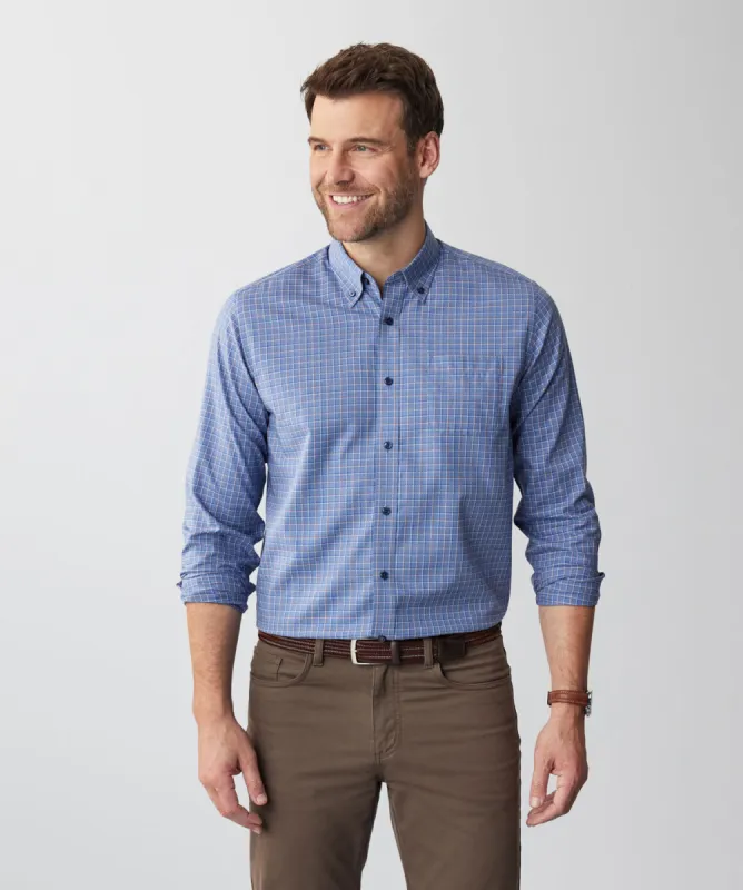 Easy Care Twill Check Long Sleeve Shirt&nbsp; - Blue Melange sold by GAZMAN