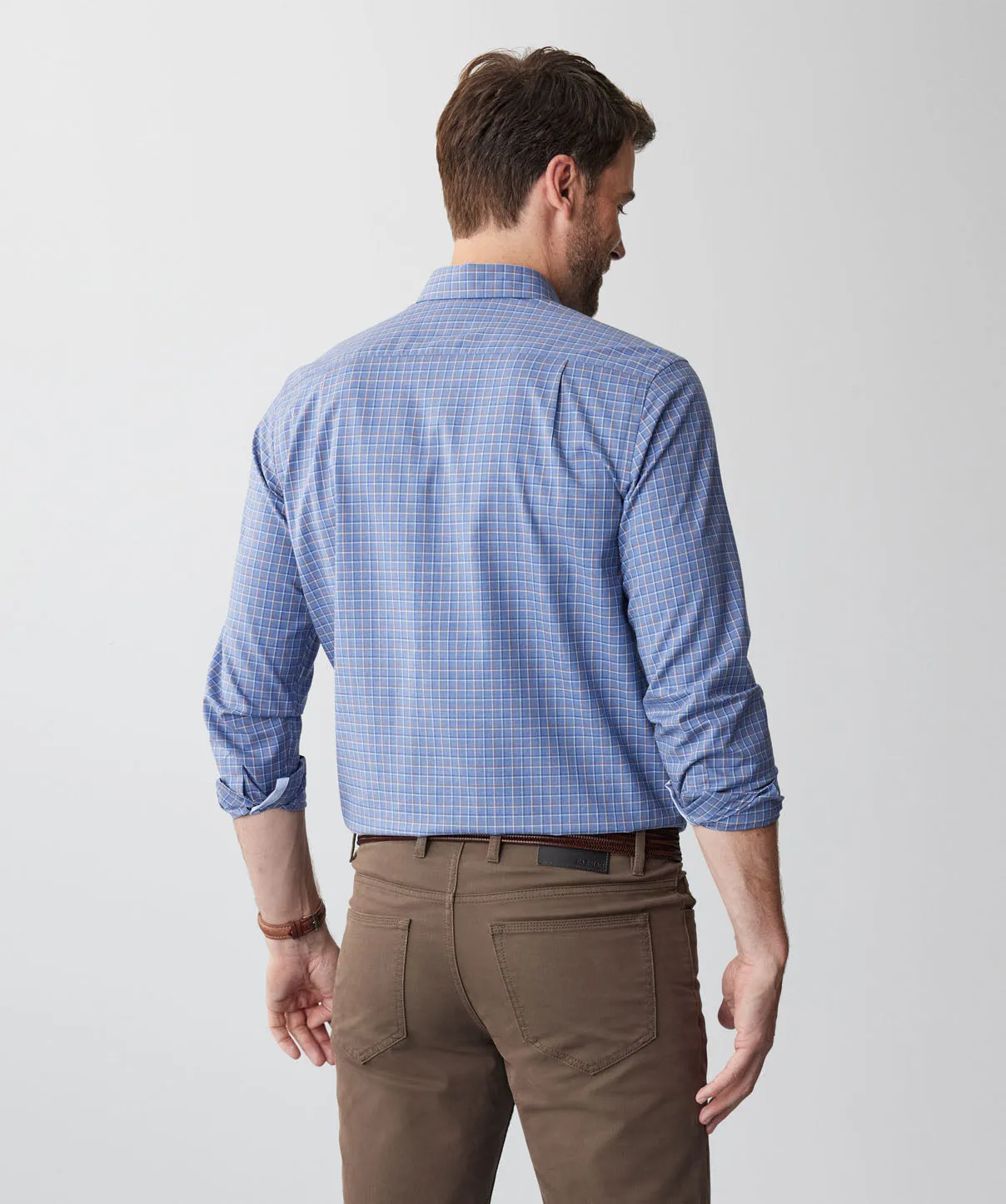 Easy Care Twill Check Long Sleeve Shirt - Blue Melange sold by GAZMAN product image thumbnail 3