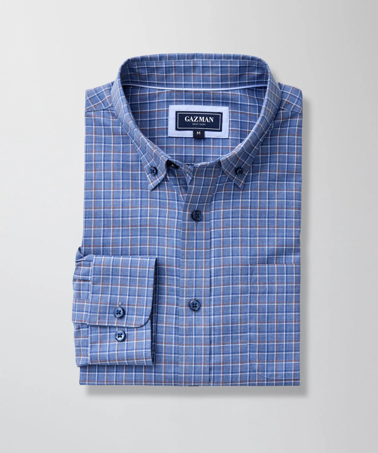 Easy Care Twill Check Long Sleeve Shirt - Blue Melange sold by GAZMAN product image thumbnail 2