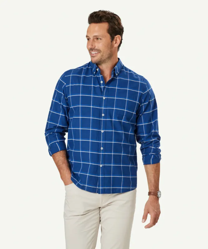 Casual Madras Check Long Sleeve Shirt - Navy sold by GAZMAN