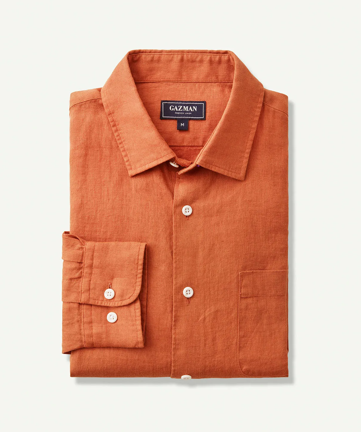 Pure French Linen Long Sleeve Shirt - Terracotta sold by GAZMAN product image thumbnail 2
