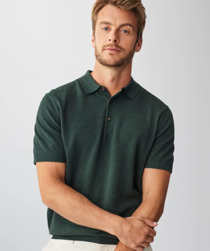 Textured Knit Polo - Khaki sold by GAZMAN