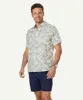 Linen Blend Leaf Print Short Sleeve Shirt - Sage sold by GAZMAN