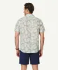 Linen Blend Leaf Print Short Sleeve Shirt - Sage sold by GAZMAN