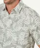 Linen Blend Leaf Print Short Sleeve Shirt - Sage sold by GAZMAN