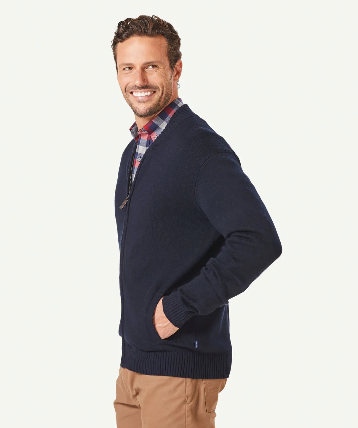 Cotton Wool Blend Bomber Jacket - Navy sold by GAZMAN product image thumbnail 5