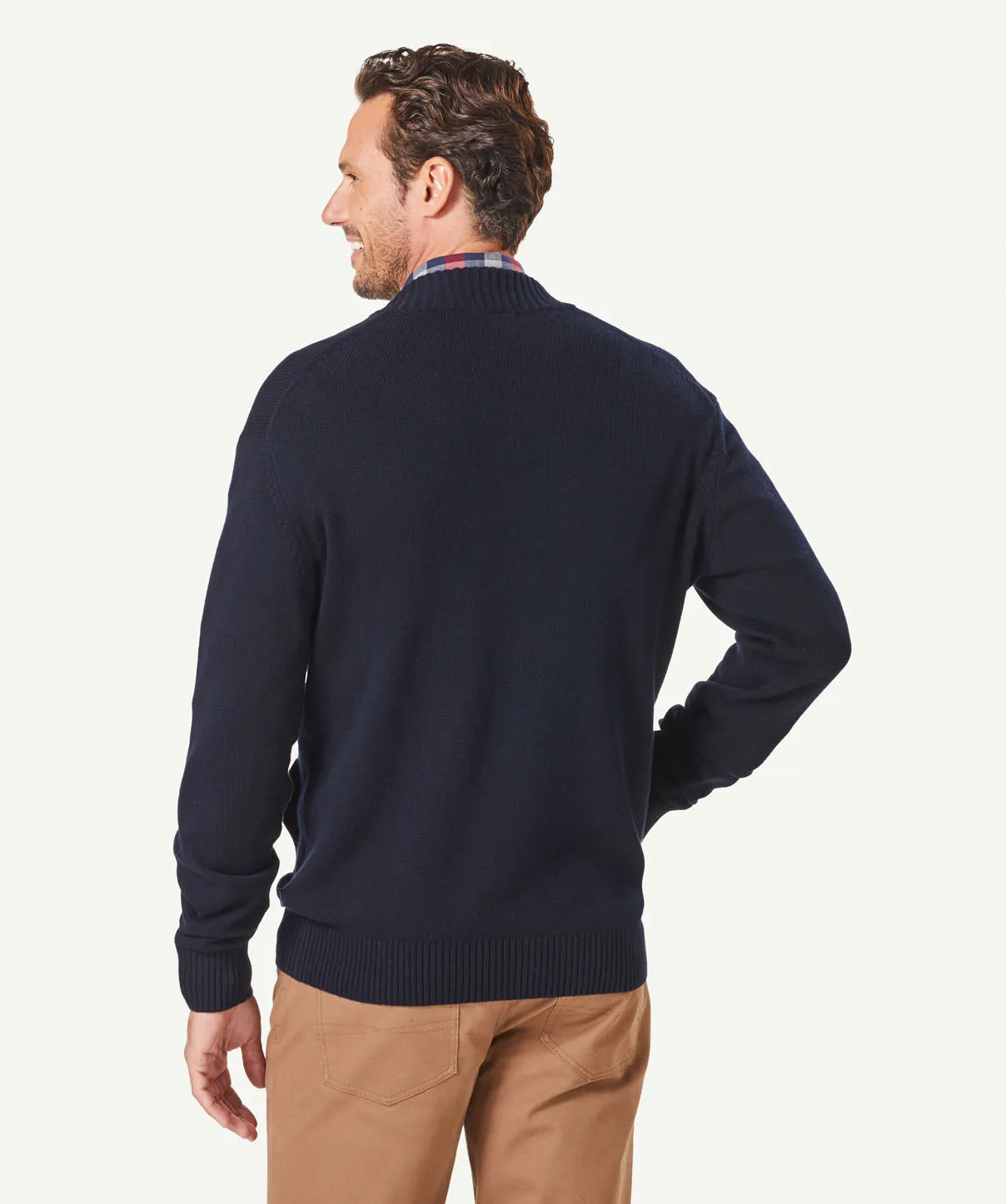 Cotton Wool Blend Bomber Jacket - Navy sold by GAZMAN product image thumbnail 3