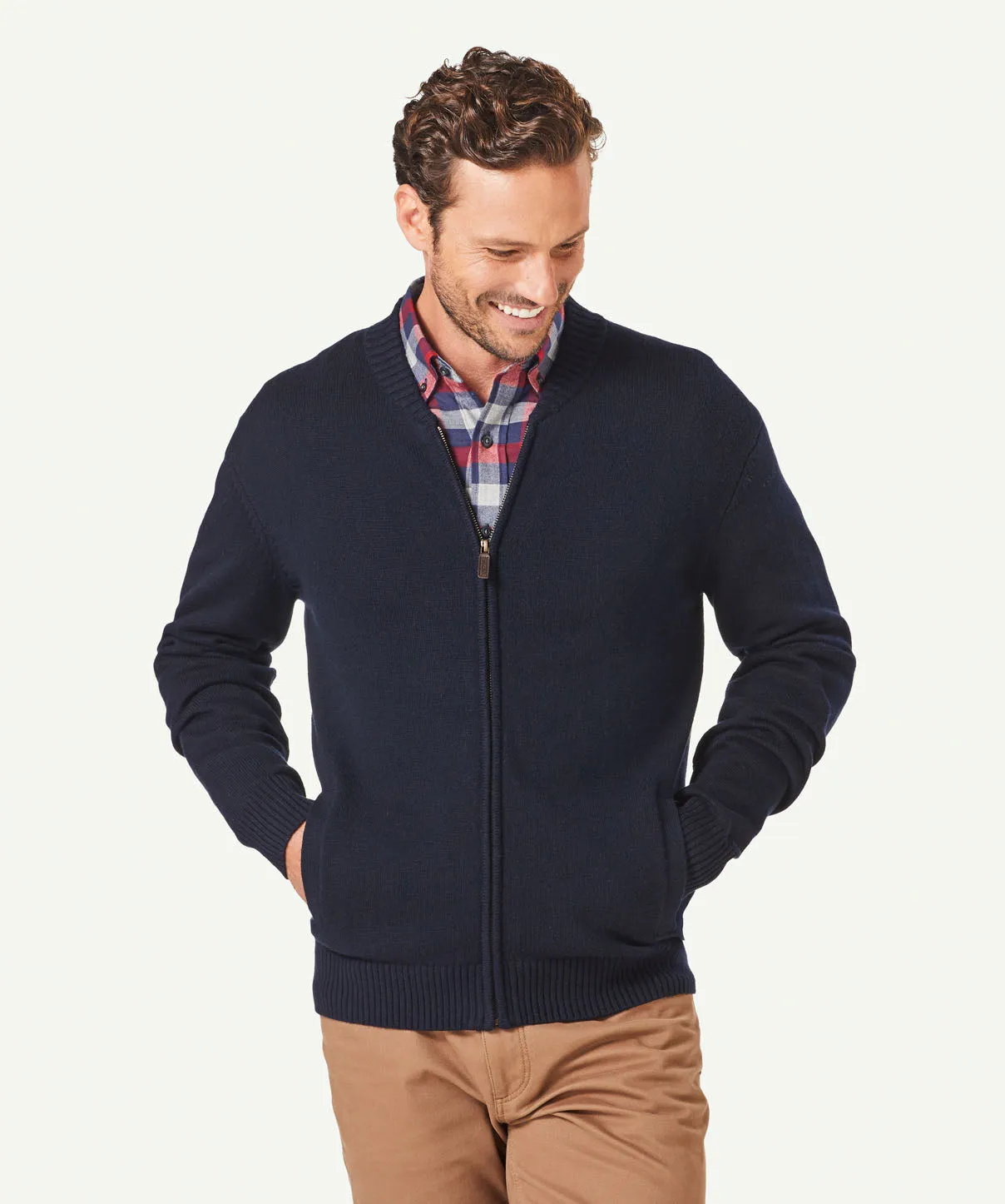 Cotton Wool Blend Bomber Jacket - Navy sold by GAZMAN