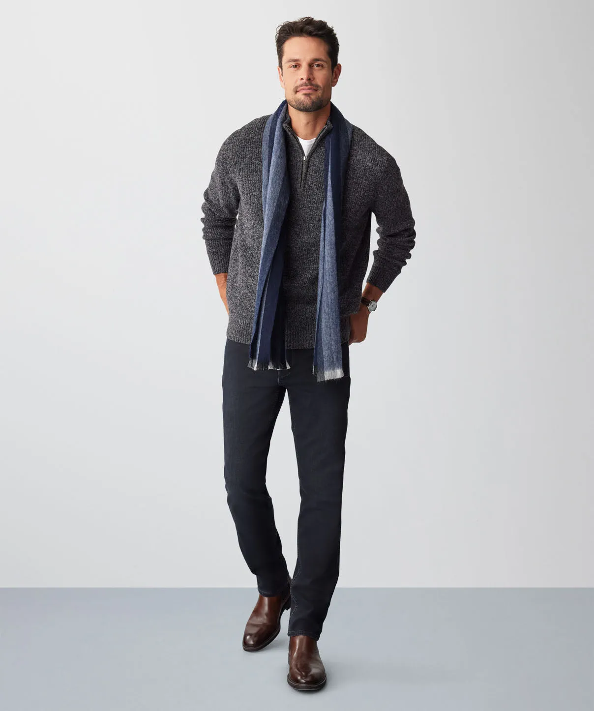 Wool Blend Half Zip Knit - Charcoal sold by GAZMAN product image thumbnail 5