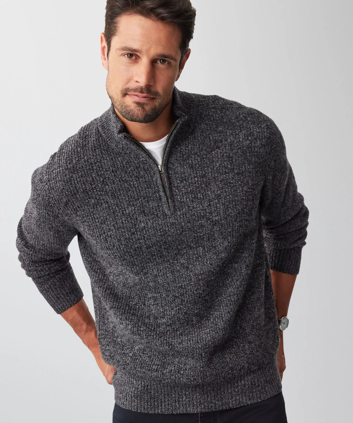 Wool Blend Half Zip Knit - Charcoal sold by GAZMAN product image thumbnail 4