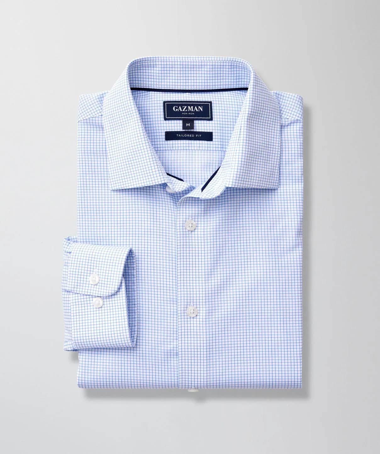 Tailored Non Iron Twill Check Long Sleeve Shirt - Blue sold by GAZMAN product image thumbnail 3