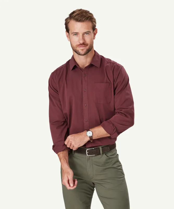 Authentic Twill Long Sleeve Shirt - Wine sold by GAZMAN