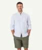 Pure French Linen Stripe Long Sleeve Shirt - Sky Blue sold by GAZMAN