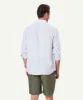 Pure French Linen Stripe Long Sleeve Shirt - Sky Blue sold by GAZMAN