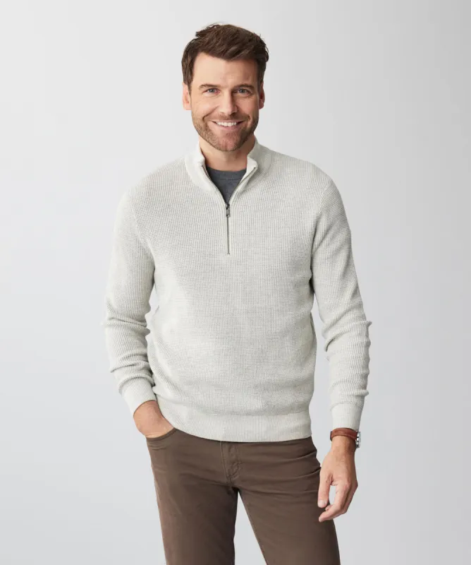Waffle Half Zip Knit - Oatmeal sold by GAZMAN