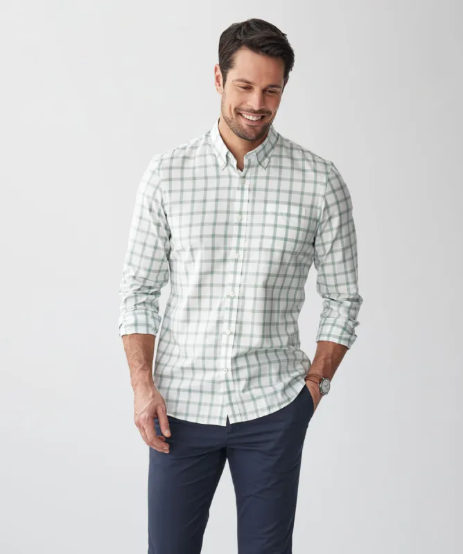 Tailored Easy Care Twill Check Long Sleeve Shirt - Sage sold by GAZMAN