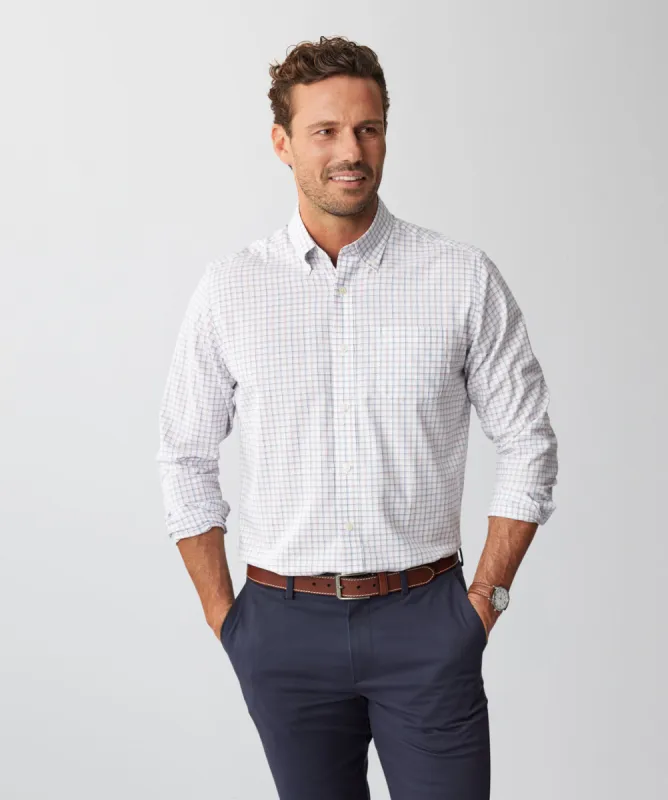 Easy Care Twill Check Long Sleeve Shirt&nbsp; - White sold by GAZMAN
