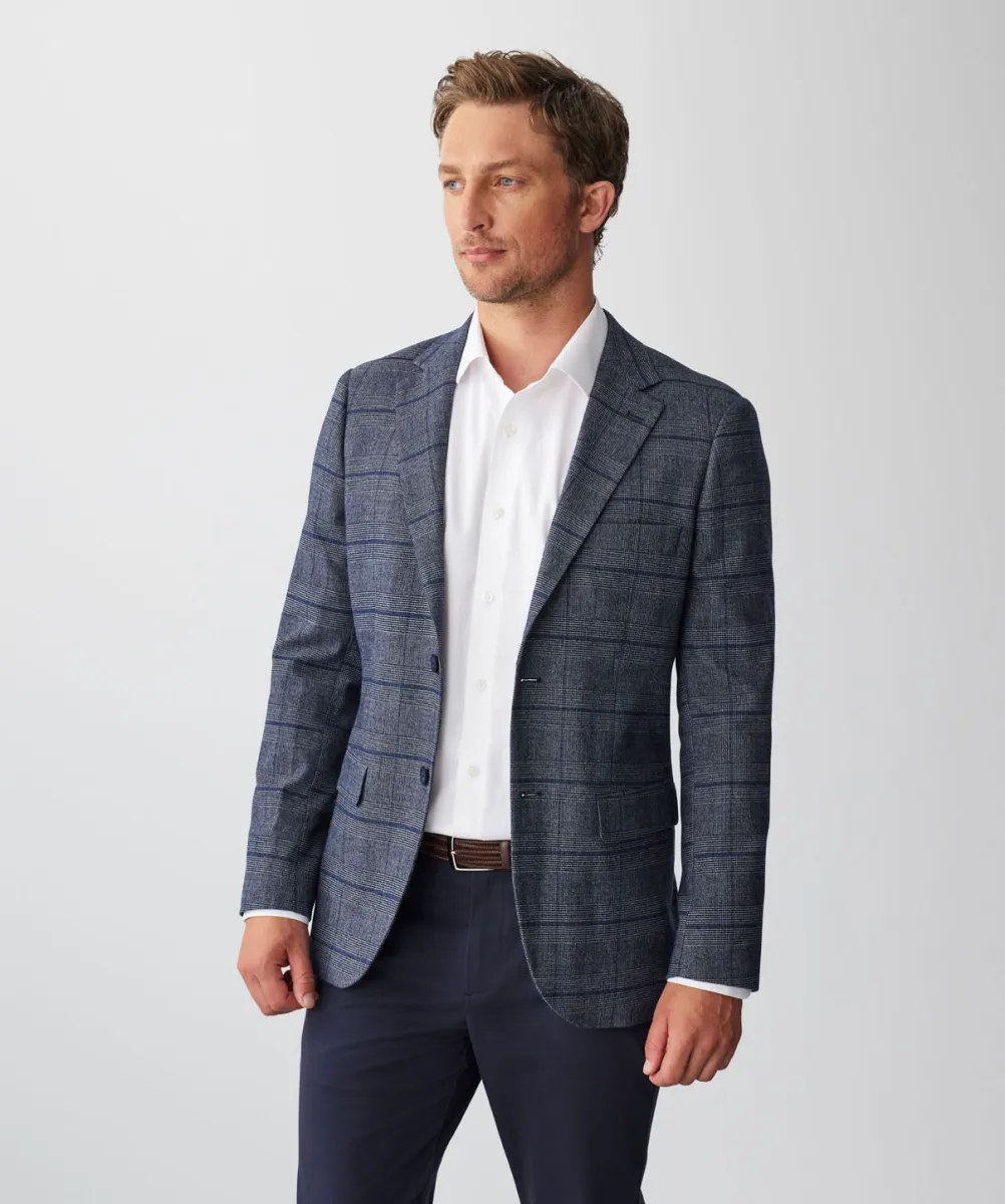Brushed Prince of Wales Sports Jacket - Navy | Parallel
