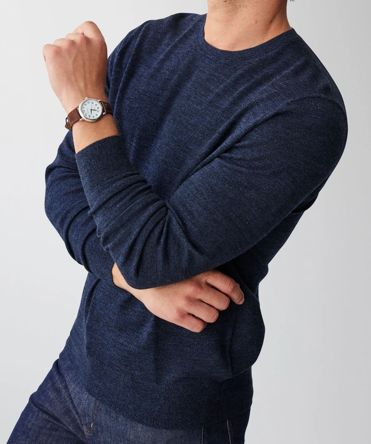 Merino Crew Neck Knit - Navy sold by GAZMAN product image thumbnail 4