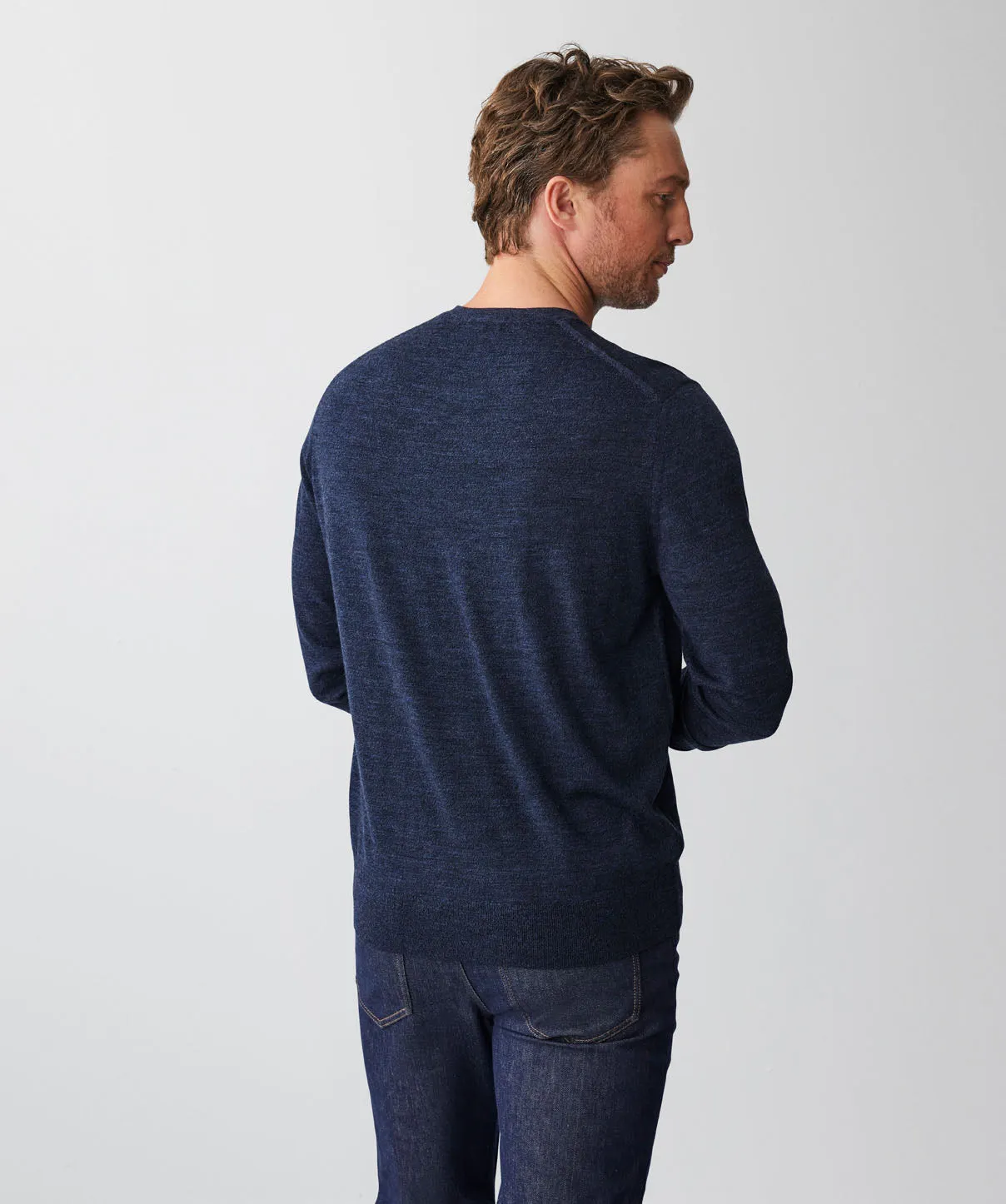 Merino Crew Neck Knit - Navy sold by GAZMAN product image thumbnail 3